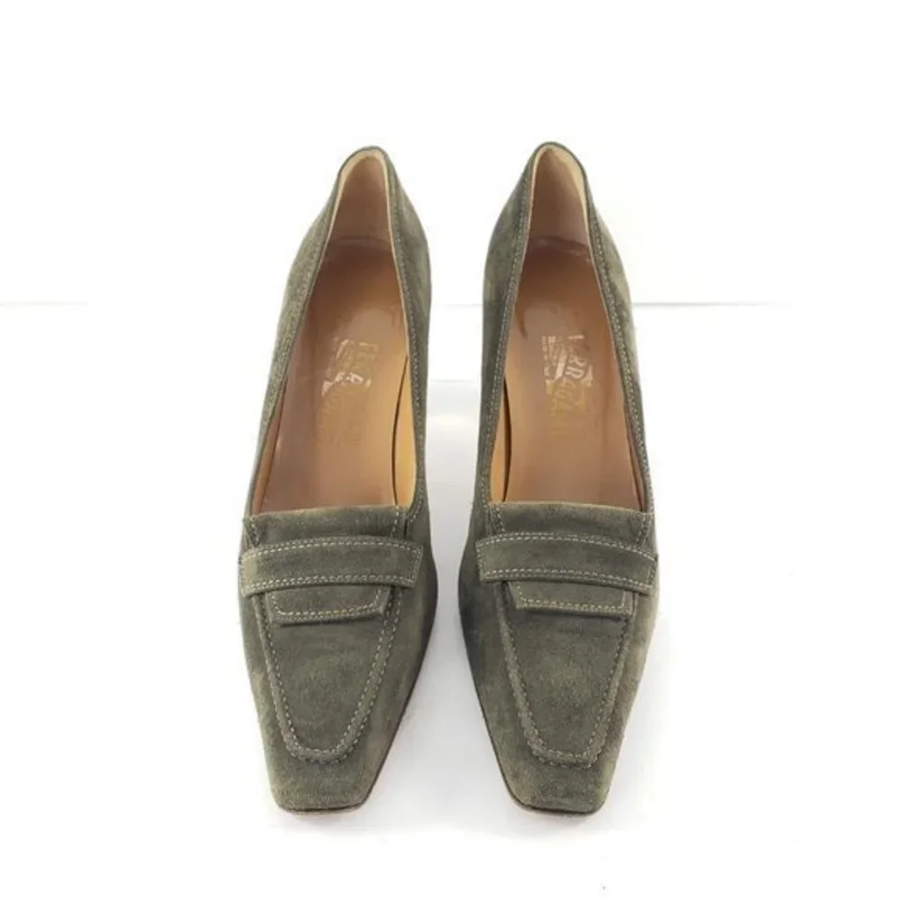 Salvatore Ferragamo suede Green heels
